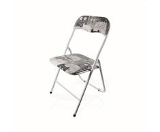 Galileo Casa 2197559 Chaise Pliante Chats Gris, Gris
