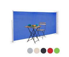 Relaxdays Store latérale extérieur rétractable Brise Vue Jardin terrasse 180 x 300 cm Protection UV, Bleu