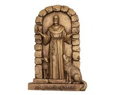 Design Toscano EU34034 Sculpture Murale St. François dAssise, Bienvenue dans Mon Jardin, Or, 4 x 12.5 x 19 cm