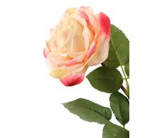 Floral Elegance Artificiel 92 cm Tige Unique Entièrement Ouvert Crème et Rose Roses X 12 – Artificiel de Luxe Plage de Fleur en Soie