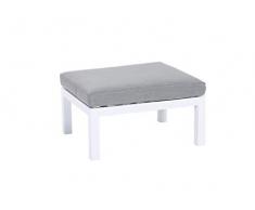 Gartenfreude Aluminium Hocker Ambience, flexibel einsetzbar mit wasserabweisenden Kissen, Weiß/Grau Tabouret, Blanc/Gris