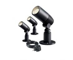 ALDER Lot de 3 projecteurs LED en aluminium avec câble et transformateur