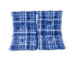 Ambientehome Lot de 2 Coussins a carreux Haut Dossier HANKO pour Fauteuil de Jardin, Coton, ca. 98 x 50 x 8 cm, Ton Bleu, 98x50x8 cm