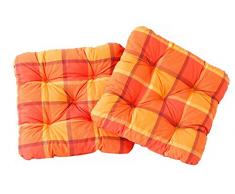 Ambient home Lot de 2 Galettes à carreaux de chaise EVJE Orange 50 x 50 x 8 cm 90600