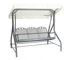 greemotion Balancelle de jardin « Toulouse » grise avec pare soleil - Balancelle 3 places élégante et robuste - Balancelle en métal élégante et robuste