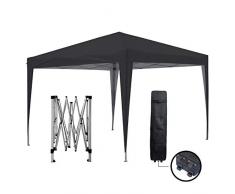 GREADEN Tonnelle de Jardin Noire 3x3m ECO BRISO Tube 30mm en ALU & Acier Bâche 220g/m² Enduit PVC 100% ÉTANCHE Tente Pliante de réception, Sac de Transport