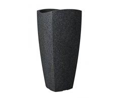 Scheurich Pot de Fleurs Wave Globe Cubo, Plastique, Noir Granit, Ø 30 cm, Höhe 60 cm