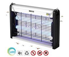 BAKAJI Moustiquaire électrique Anti-moustiques 2 Lampes UV LED Puissance 6 W Économie dénergie Électroinsecticide Ammazza Insectes, Faible consommation dénergie
