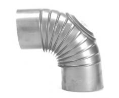 FIREFIX A110/BT FAL Arche 90° Rigide avec Porte de Nettoyage, ø 110 mm – Tubes de poêle en tôle dacier 0,6 mm dépaisseur – Soudé au Laser – Argent