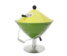 Idelice CU497 857A Barbecue à Charbon Nomade Forme Conique pour 2/3 Personnes Inox/Bois Vert Anis/Vert Pelouse