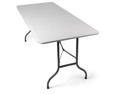 Park Alley - Table pliable dexterieur en blanc - Pour les Réceptions, Buffets ou Table dappoint pour Jardin, Terrasse et Balcon - Avec Poignées de transport