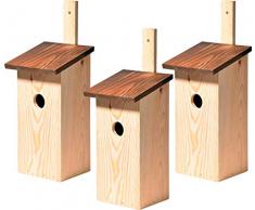 dobar 22137e Lot de 3 boîtes à Repas Simples avec Barre de Fixation Pratique Marron Ø 32 mm 17 x 17 x 40 cm