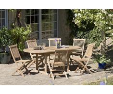 MACABANE 500893 Table Ovale Extensible Couleur Brut en Teck Dimension 150/200cm X 90cm X 75cm