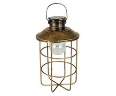 SOLARLINE 403986 Lanterne Solaire Metal, Transparent/doré, 13.7 x 13.7 x 30 cm