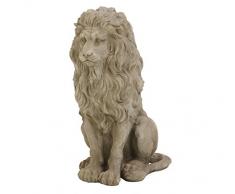 Dehner Figurine Lion, Environ 52 x 36 x 25 cm, magnésie, Gris/Marron