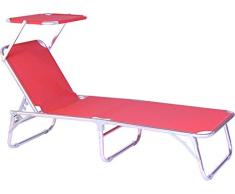 Unbekannt Stern Chaise Longue de Jardin, Chaise Longue avec Toit Trois Jambes, Armature en Aluminium, Argent/Orange, 189 x 61 x 42 cm, 6,6 ML, 444044