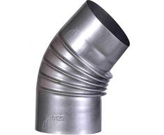 FIREFIX A120/B4 FAL Arche 45° Rigide ø 120 mm – Tubes de poêle en tôle dacier 0,6 mm dépaisseur, revêtement intérieur coulé au Laser, argenté