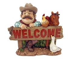 Design Toscano Statuette de Bienvenue Western Cowboy Cody, Résine, Multicolore, 12,5 x 30,5 x 26,5 cm