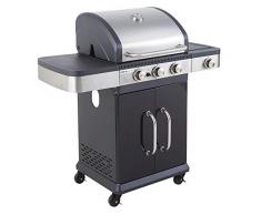 Cookin garden AM063SBI FIDGI 3B+Side Barbecue gaz, Noir/INOX