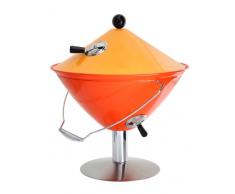 Idelice CU497 859A Barbecue à Charbon Nomade Forme Conique pour 2/3 Personnes Inox/Bois Orange/Orange Sanguine