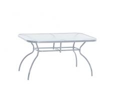 greemotion Table de jardin métal Prag 140 x 80 cm – Table verre et acier pour l’extérieur - Table de jardin 6 personnes – Table extérieur design et robuste – table de jardin en verre