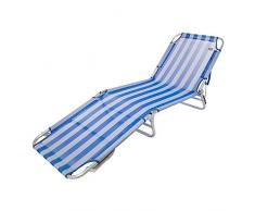 AKTIVE 53957 Chaise Longue Pliante Multiposition Aluminium Beach 188 x 58 x 24 cm Bleu