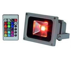 Perel Projecteur LED pour Le außenbereich, 10 W RGB LED Chip, IR Télécommande, 11,5 x 12 x 9,30 cm, Gris, leda3 001rgb