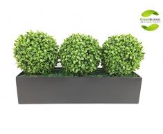 Greenbrokers Limited Coffret Artificiel Double Boule topiaire Jardinière (54 cm), Noir