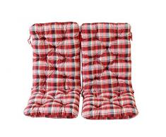 Ambientehome Lot de 2 Coussins a carreux Haut Dossier HANKO Maxi pour Fauteuil de Jardin, Coton, ca. 120 x 50 x 8 cm, Ton Rouge, 120x50x8 cm