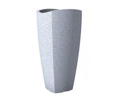 Scheurich Pot de Fleurs Wave Globe Cubo, Plastique, Blanc Granit, Ø 40 cm, Höhe 80 cm