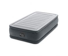 INTEX Lit Gonflable Comfort Plush 1 Place Elec Fiber Tech, Gris