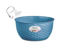 Stefanplast 2075975 Natural Pot de Fleurs Pendant avec Système dAuto-Arrosage Turquoise 30 x 14,5 cm