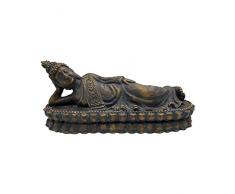 Dehner Dekofigur Buddha, ca. 62.5 x 18 x 26 cm, Magnesia, Braun/Gold Figurine, Marron/doré