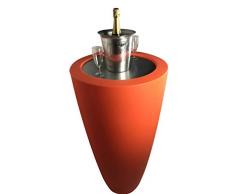 PlastUp Rotomoulage Table Pot Conique 3 en 1 Delight Orange avec Dessus INOX,