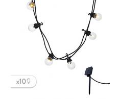 Guirlande lumineuse solaire 10 globes transparents LED blanc chaud PARTY CLEAR SOLAR 5.90m 8 modes