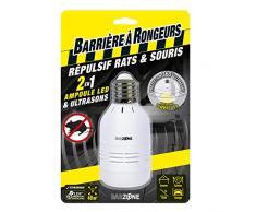 BARRIERE A RONGEURS Répulsif Rats et Souris, Ampoule LED et Ultrasons 2 en 1, Portée de 40 m²