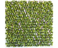 Tenax Haie Artificielle avec Feuilles 3D sur Treillis Extensible en PVC, Divy 3D Trellis, 1 x 2 m
