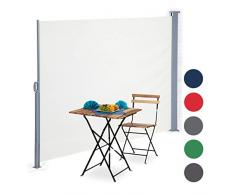 Relaxdays, beige Store latérale extérieur rétractable vue jardin terrasse 180 x 300 cm brise vent résistant UV