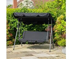 Kingfisher Balancelle avec auvent 2-Seater Noir