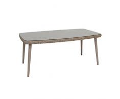 greemotion Table de jardin résine tressée Mallorca 180 x 100 cm – Table salon de jardin 8 personnes marron - Table de jardin en aluminium, résine et verre trempé – Table extérieur design inoxydable