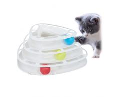Relaxdays Jouet de rôle pour Chat avec 3 étages et Boules pour Chat Blanc