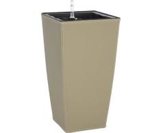 Weles GMBH Pot à Fleurs Gartenfreude Effet Cuir pour intérieurs, système dirrigation Luxury Collection Inclus, Coleurs Sable, 26x26x50cm (LxlxH)