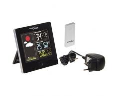 Green Blue Station météo radio avec capteur extérieur Calendrier hygromètre Thermomètre Réveil Horloge DCF Batterie et Alimentation Secteur GB521 Schwarz Noir