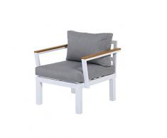 Gartenfreude Aluminium Sessel Ambience, flexibel einsetzbar mit wasserabweisenden Kissen, Weiß/Grau Fauteuil, Blanc/Gris