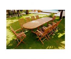 JFB - Le Tanimbar Salon en teck massif pour 10 personnes Marron 300 x 90 x 75 cm