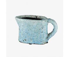 Better & Best Jardinière en Terre Cuite avec poignée Bleu Clair craquelé irrégulier 22 x 9,5 x 13 cm