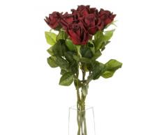 Closer To Nature Lot de 6 Roses à Demi Ouvertes artificielles à Tige Simple Bordeaux 70 cm