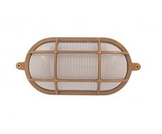 NB LIGHTING-APPLIQUE EN LAITON OVALE, GEA ART 134F, DIFFUSER EN VERRE SATINE DOUILLE EN PORCELAINE E27 MAX.60W 22,5 x 10,5 x 10,5cm