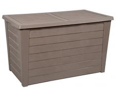 EDA Baya 250L Décor Bois Coffre de Jardin, Taupe