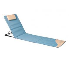 Meerweh La Mer Mal Tapis de Plage XXL avec Dossier Plage Chaise Longue Bain de Soleil 930511 Nappe de Pique-Nique env. 200 x 60 cm, Beige/Bleu, 200 x 60 x 68 cm
